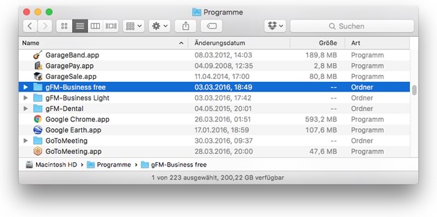 Mac: Programmverzeichnis löschen